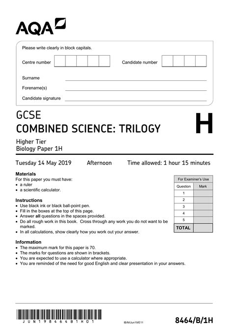 AQA Chemistry Paper 2 Higher Combined Science Predicted Paper 2022 a)Chromatography can be used to separate out solutions. . Aqa combined science trilogy past papers 2019 pdf